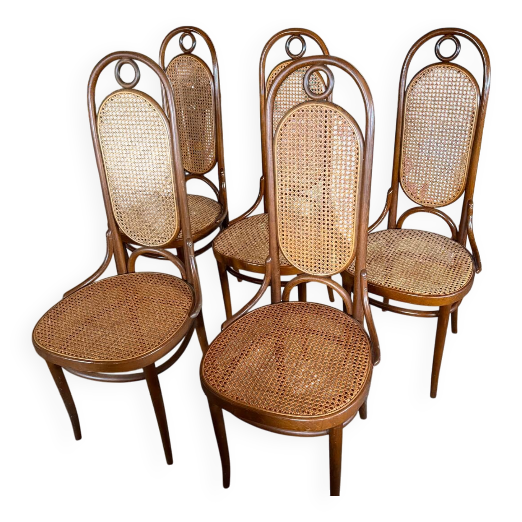 Set of 5 Thonet Long John chairs