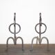 Brutalist wrought iron andirons, Italy, 1970s, set of 2.