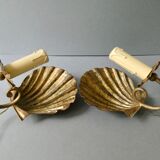 Pair of golden metal shell sconces