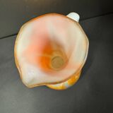 Marbled orange and white glass vase with applied handle – Art Deco