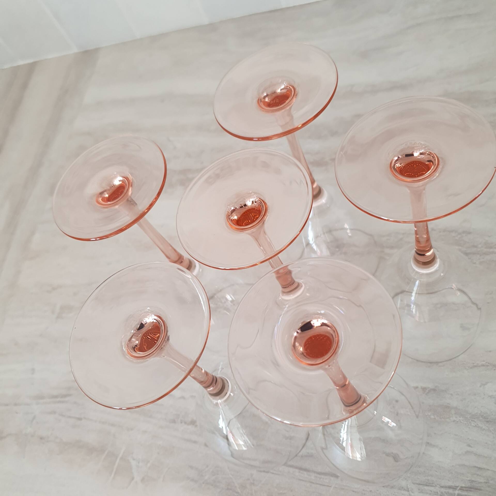 6 Verres à vin / verre à pied Rose