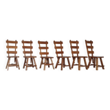 Olm wood brutalist wabi sabi dining set / 6 chairs / table