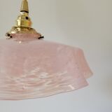 Draped pendant lamp in pink Clichy glass