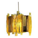 Yellow acrylic and metal pendant lamp by Claus Bolby for Cebo Industri, Denmark 1960's