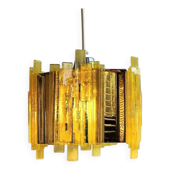 Yellow acrylic and metal pendant lamp by Claus Bolby for Cebo Industri, Denmark 1960's