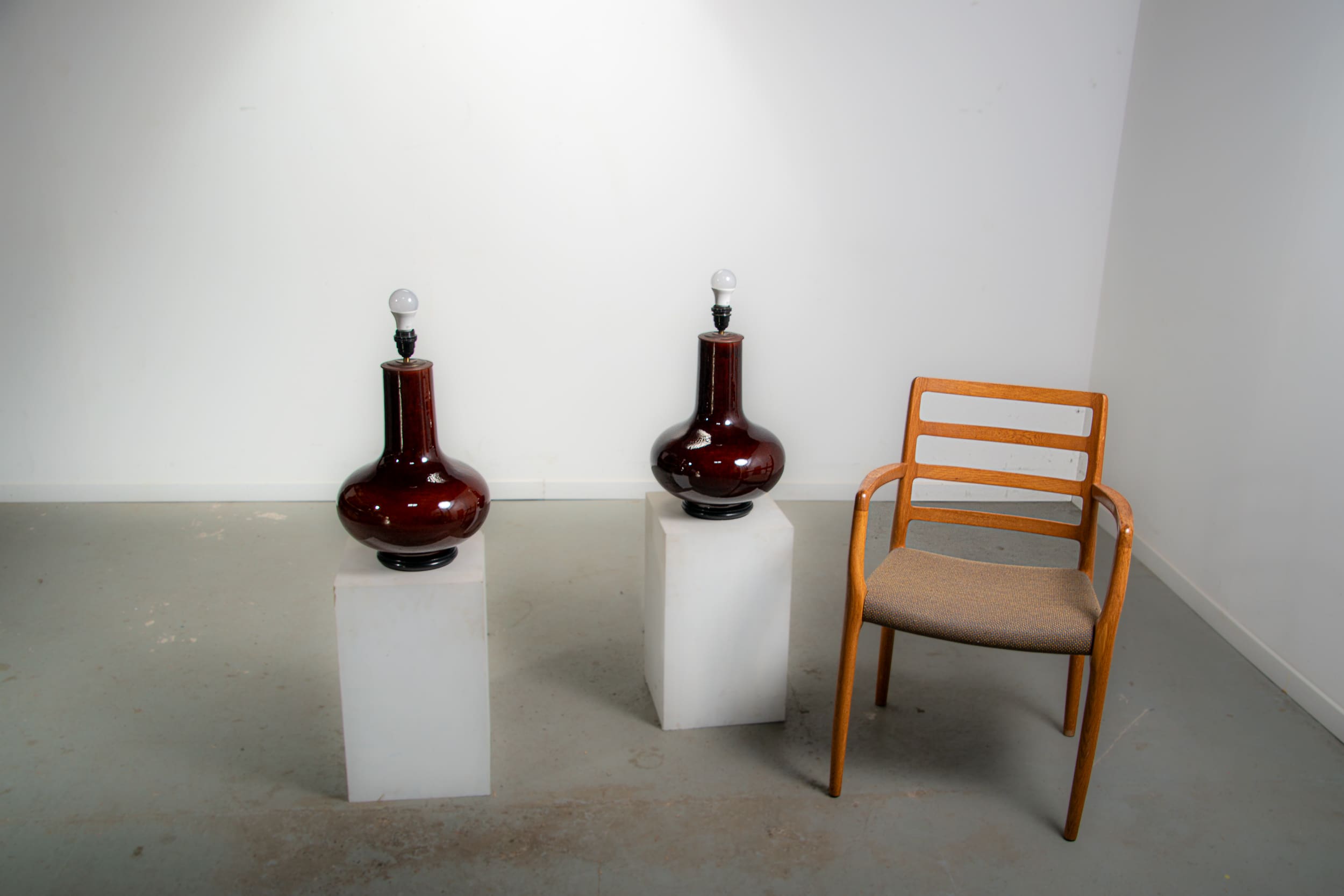 Pair of oversized ceramic lamps. Circa 1970