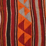 4x9 Red & Blue Turkish Kilim Rug, Living Room Rug, 133x272Cm Vintage Kilim