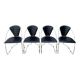 4 Linda armchairs by Arrben in black leather and chrome steel, 1980