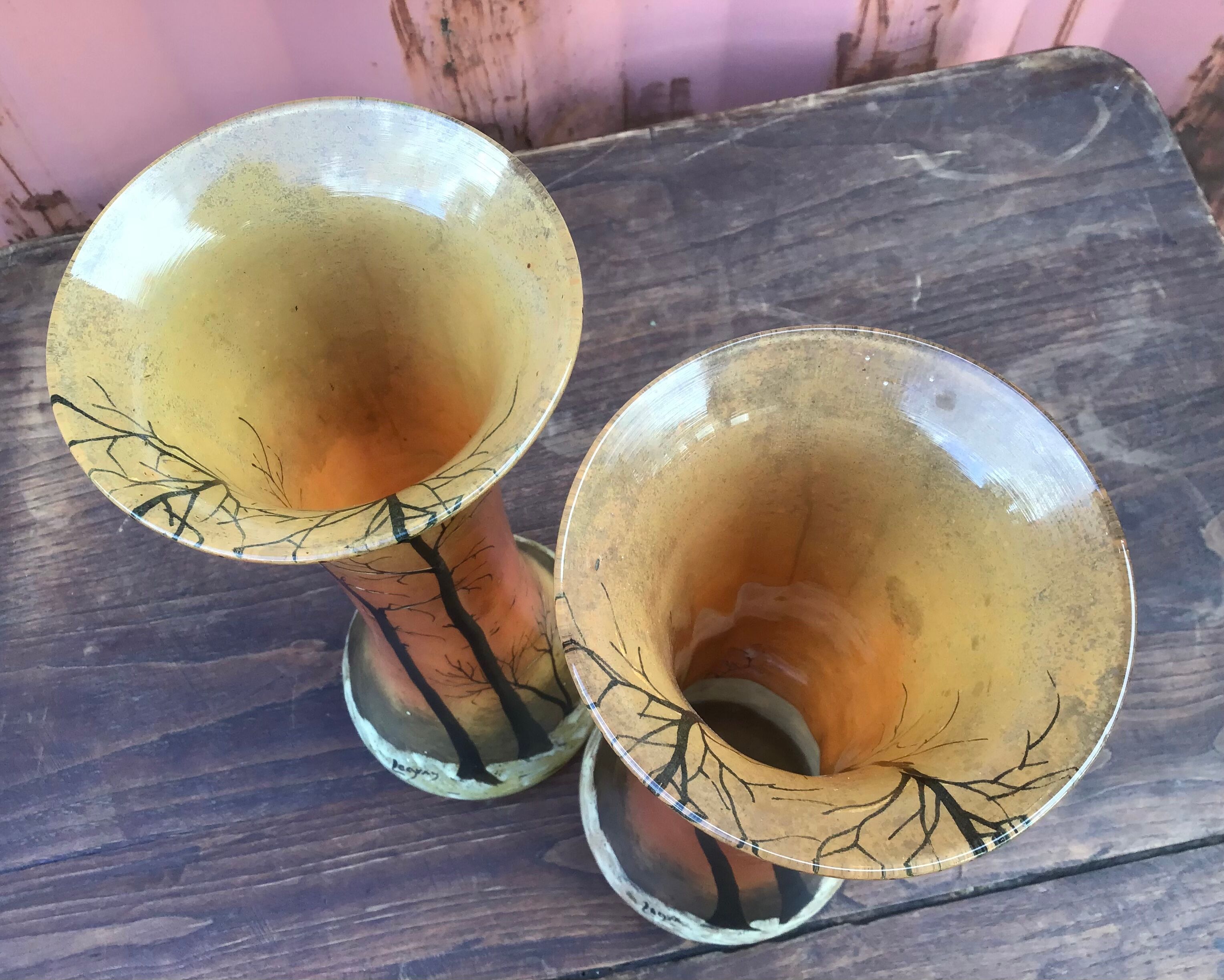 Pair of vases signed Legras