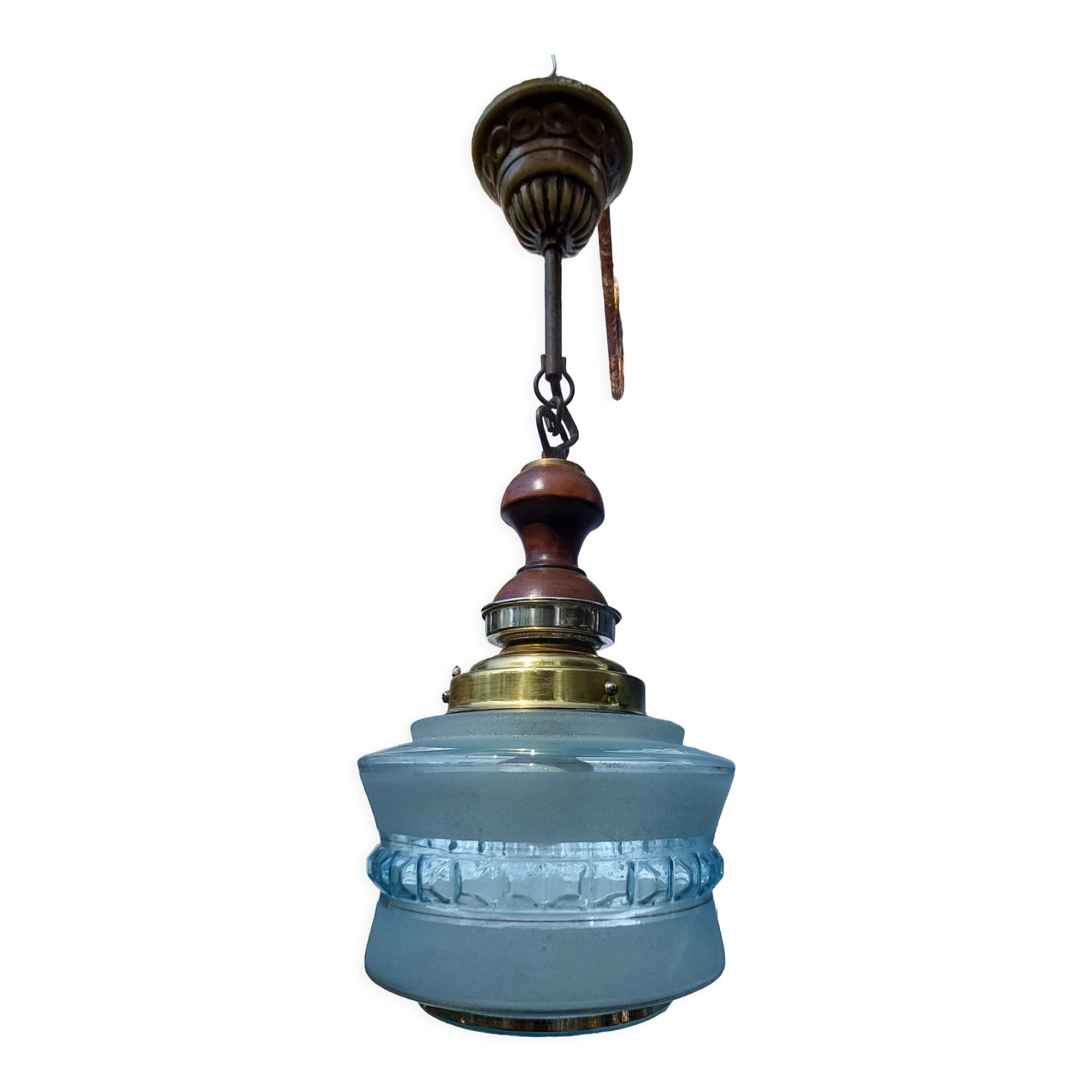 Blue globe hanging lamp