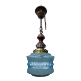 Blue globe hanging lamp