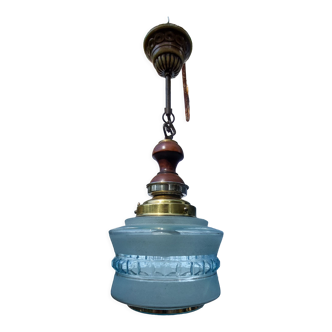 Blue globe hanging lamp