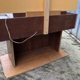 Vintage elm veneer dressing table with 1 drawer and 2 resin lamps.