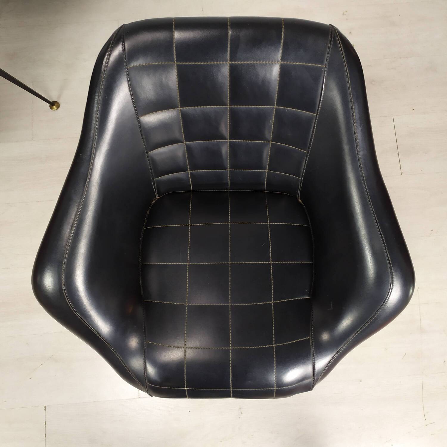 Vintage black skai armchairs