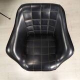 Vintage black skai armchairs