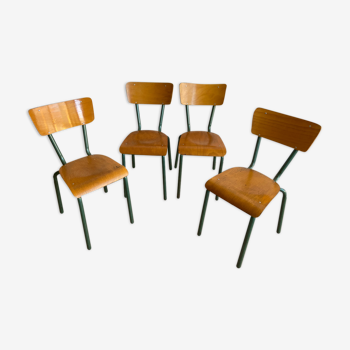 4 chaises industrielles école vintage type Mullca 60s