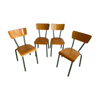4 vintage school industrial chairs type Mullca 60s