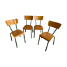 4 vintage school industrial chairs type Mullca 60s