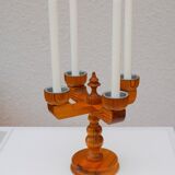 Rustic wooden candleholder by Jan Johnsson for Smålandsslöjd, Sweden, 1975