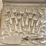 Dessert service 12 forks 1 silver metal shovel net model