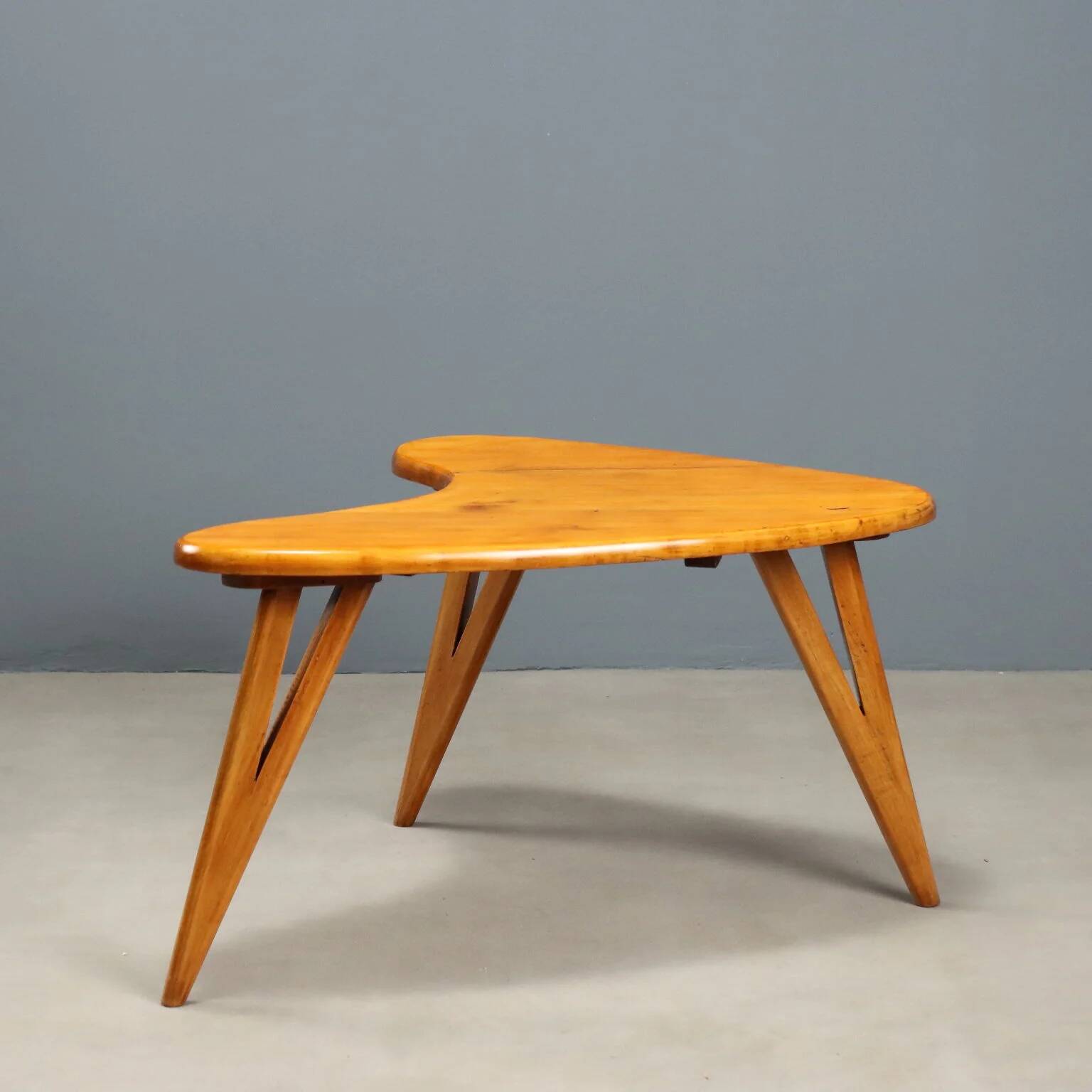 Vintage beech wood coffee table, painted, design from the 1950s.