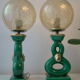 Pair of vintage lamps in bordeaux art ceramic