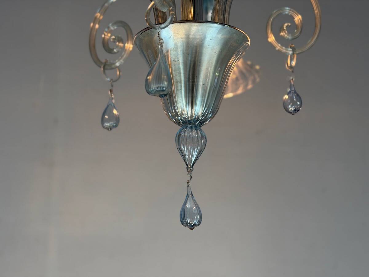 Venetian lustre in grey-blue Murano glass, circa 1930.