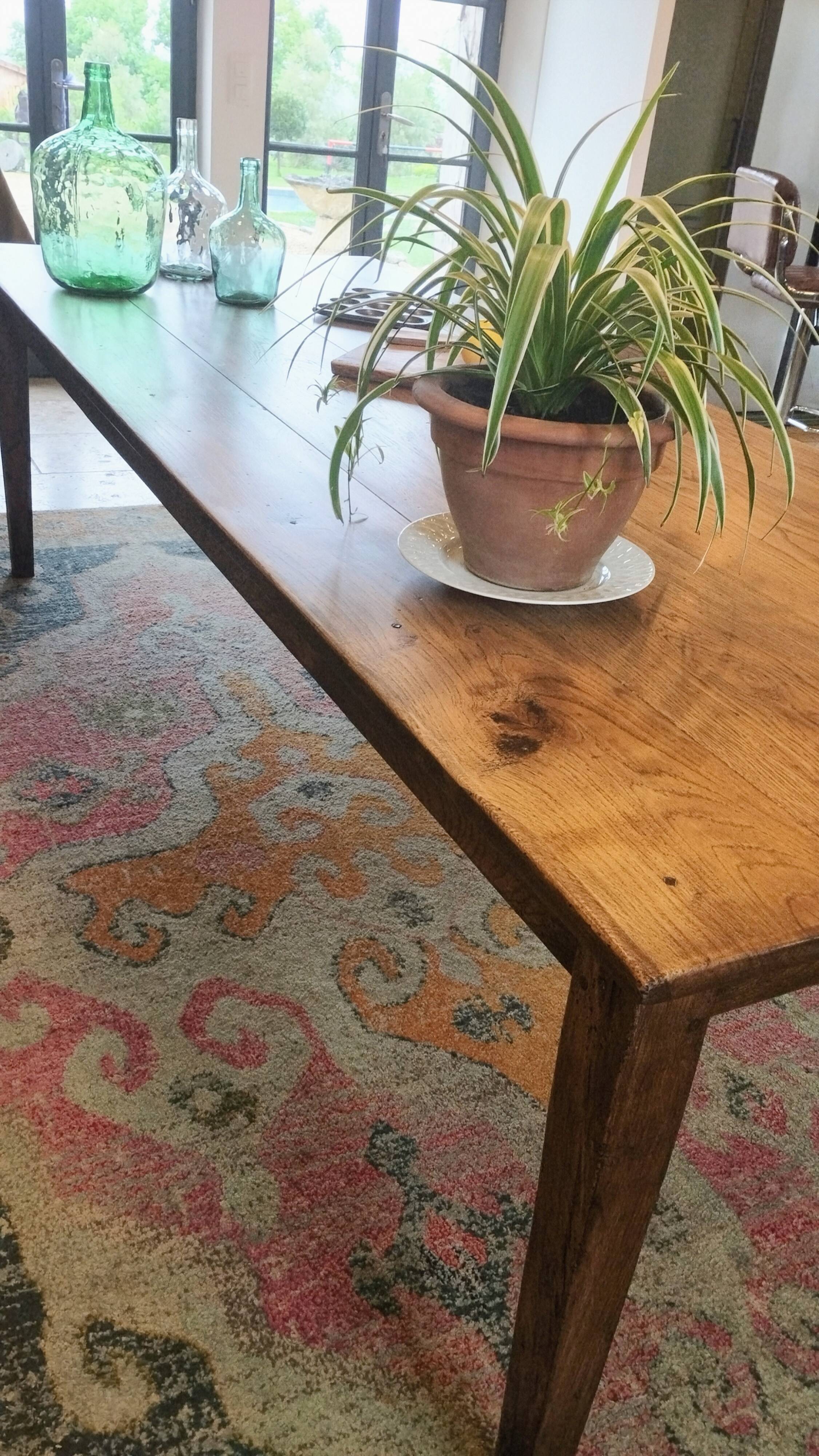 Large solid oak farmhouse table with two drawers 260 cm x 100 cm