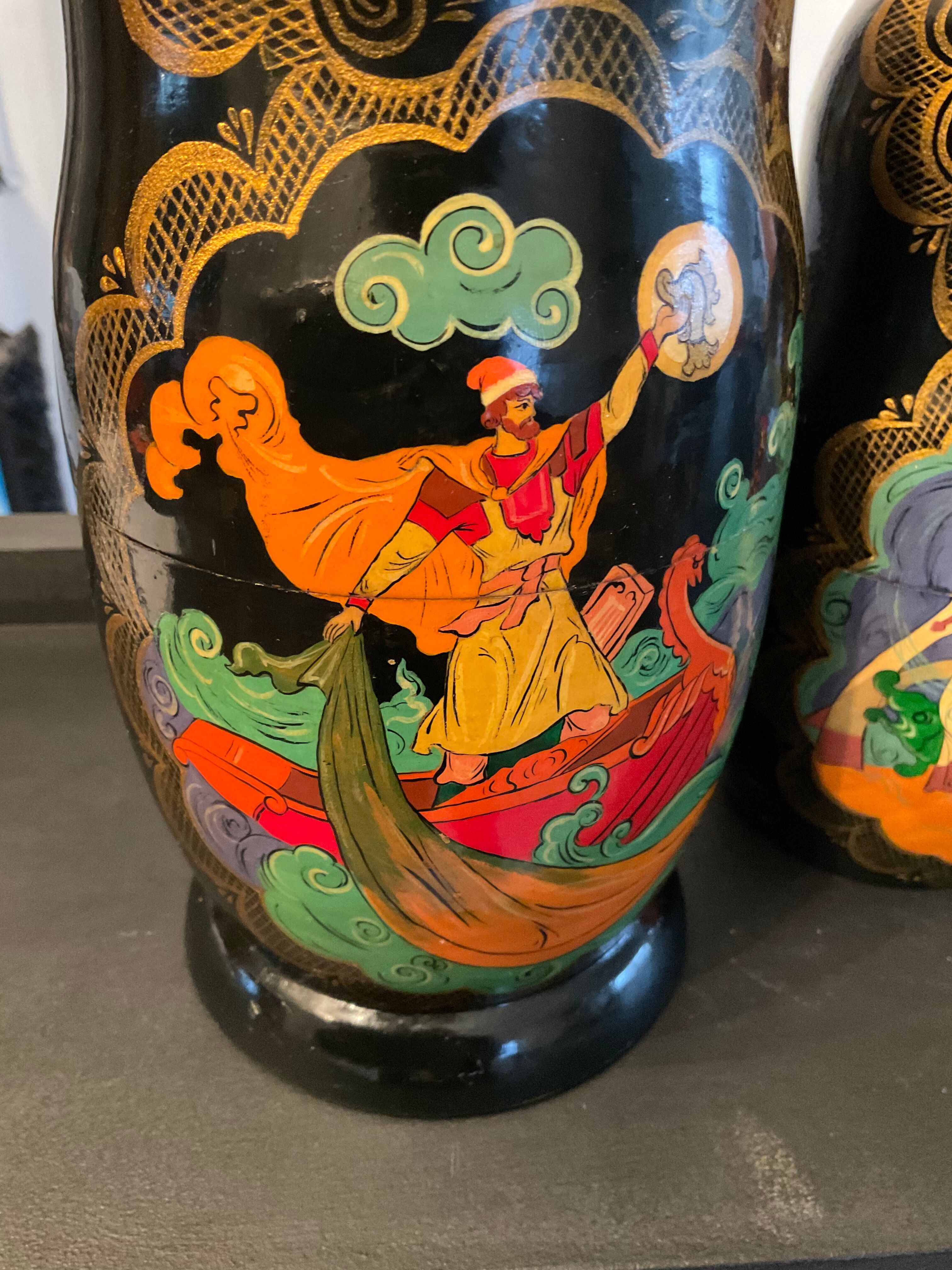 Series of 10 old Russian Matryoshka dolls