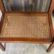 Occasional table in cherry wood, 1 drawer, 1 cane shelf, 1950.