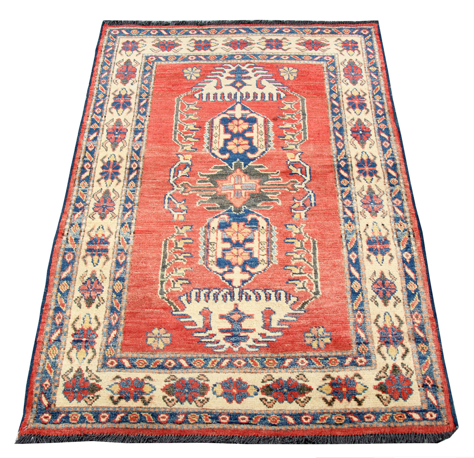 Handmade afghan rug in wool 98x149cm