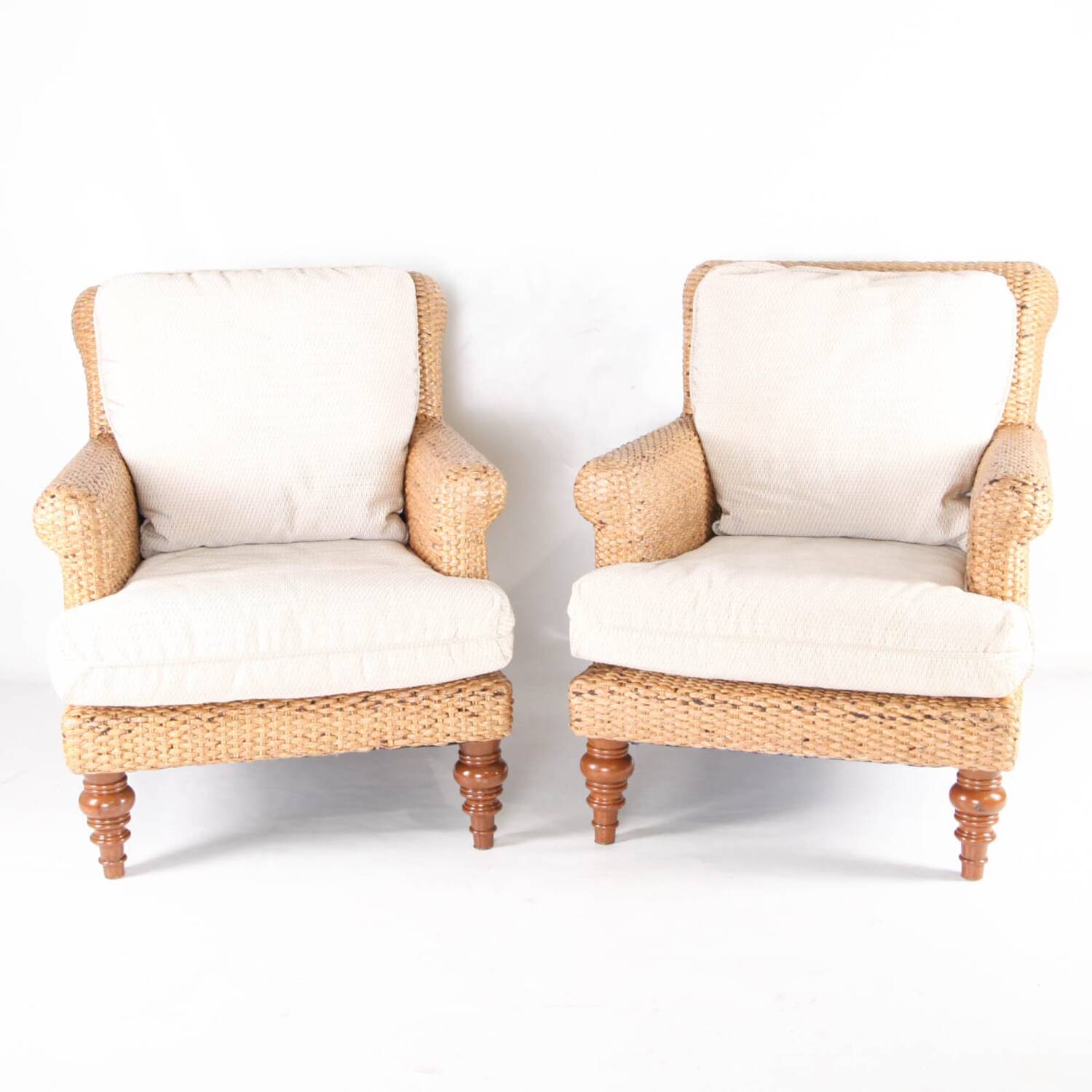 Pair of wicker armchairs