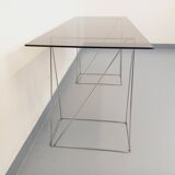 Bureau en verre fumé et métal chromé, années 70