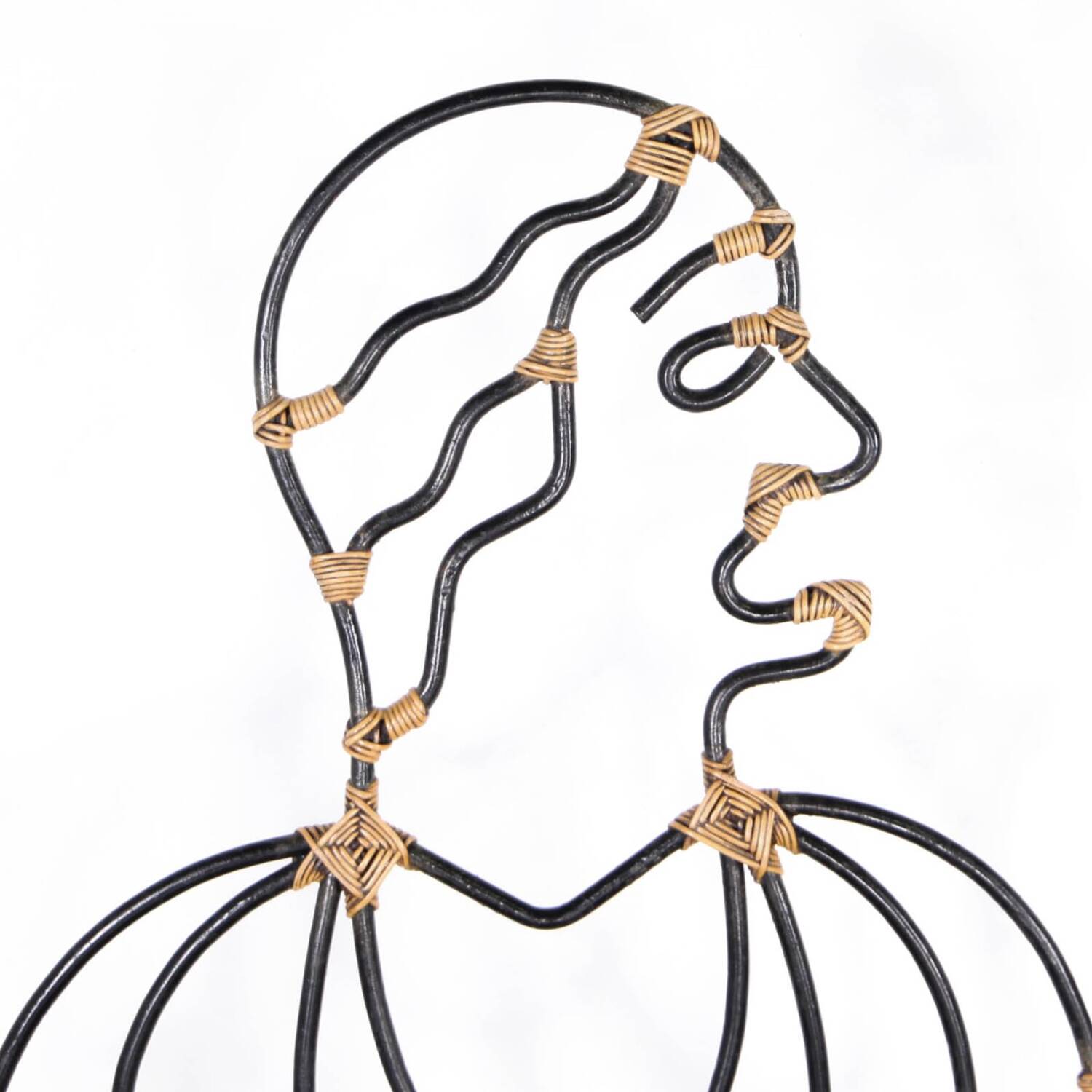 Iron and rattan bench