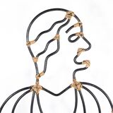 Iron and rattan bench