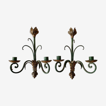 Pair of old wall light floral