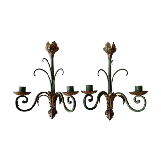 Pair of old wall light floral