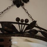 Miroir ovale en fer forgé Art Nouveau