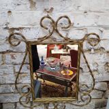 Gilded wrought iron mirror 52x64cm