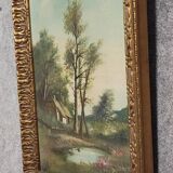 Henri catrou xixeme : huile sur toile paysage lacustre ép. napoléon iii (b)