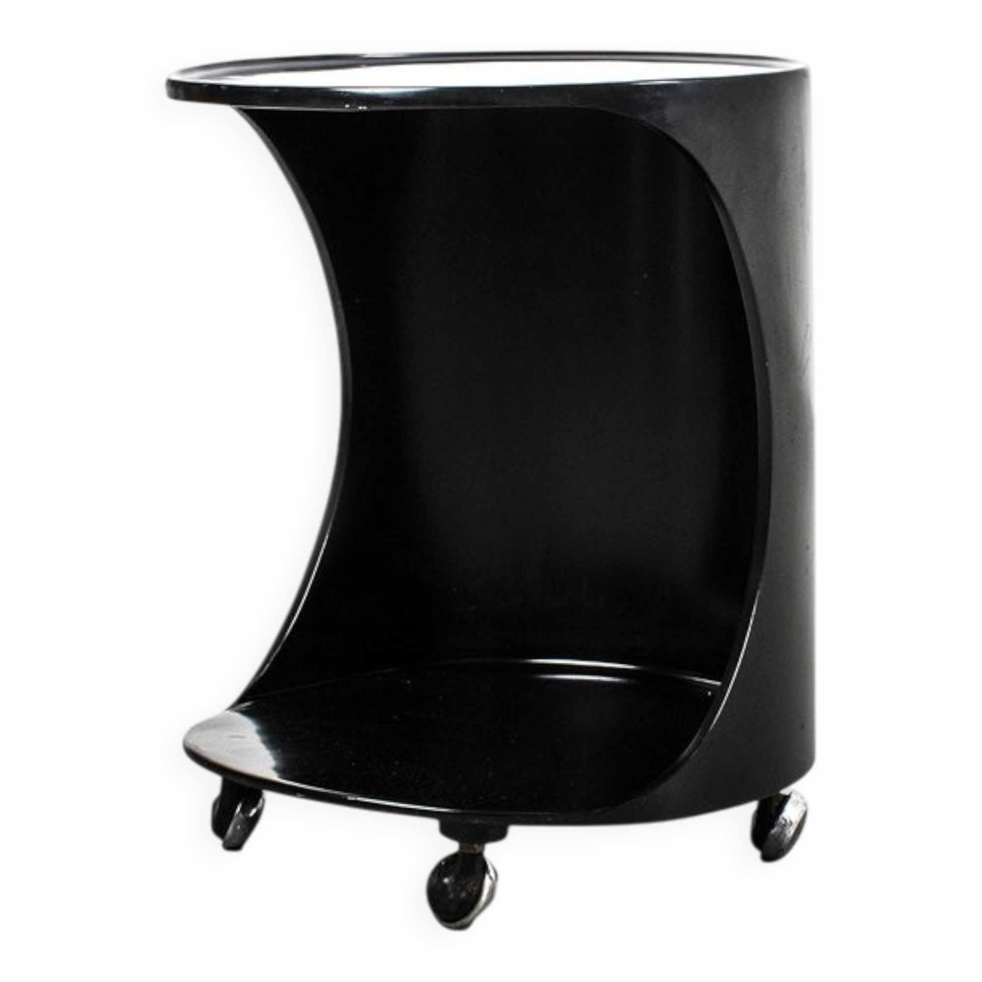 Black Side Table on Wheels