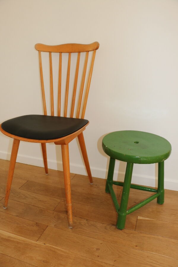 Tabouret tripode bois vert 400mm