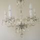 French Vintage  5 Light Barley Twist Glass and Crystal Chandelier