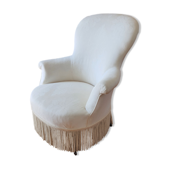 White fabric toad armchair