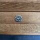 Manufrance wooden bedside table, folding tray with book holder.
