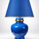 Vintage lamp Att. Le Dauphin in cobalt blue and gold ceramic, 1960s-1970s.