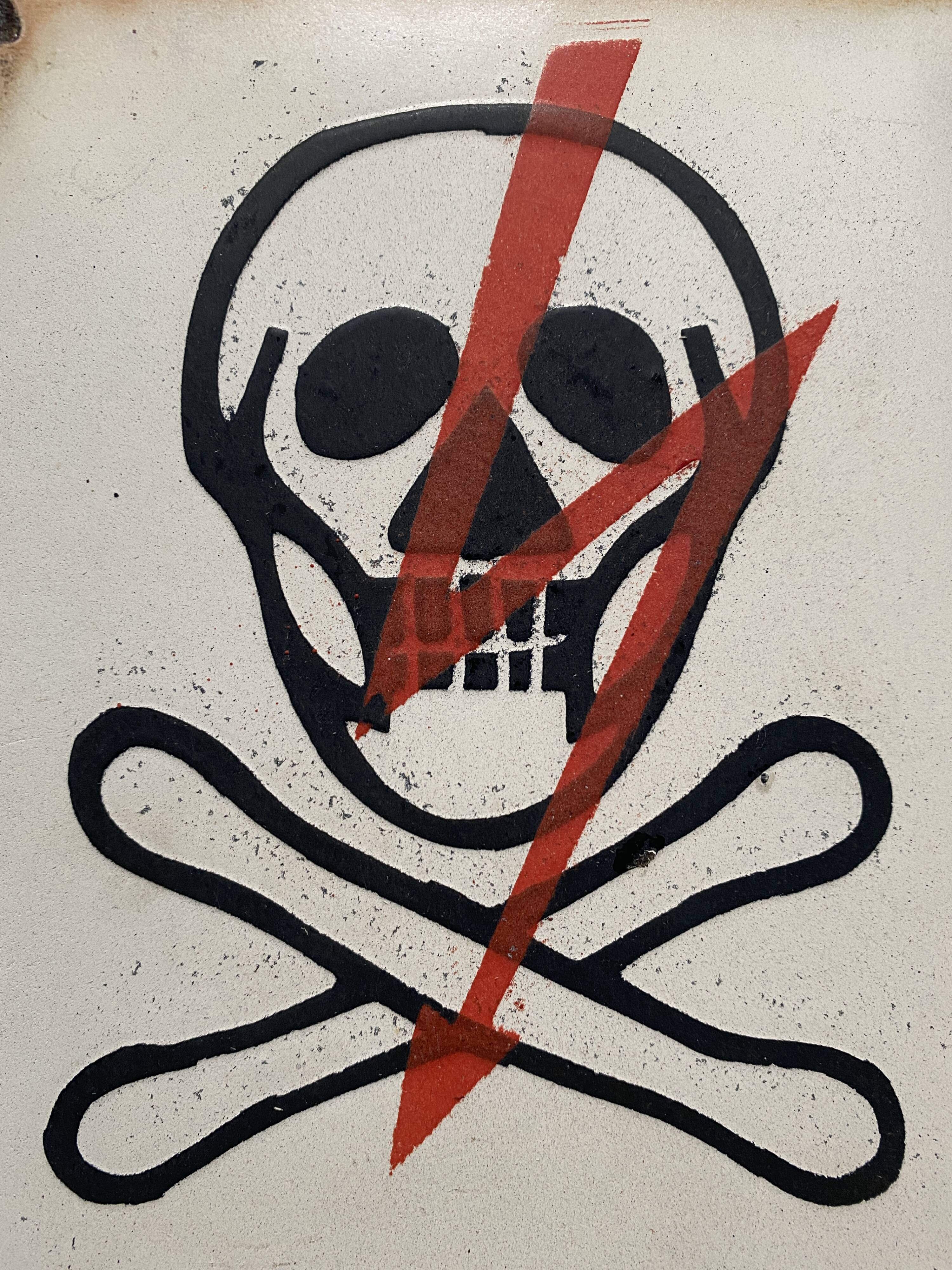 Old skull death head danger email plate