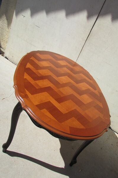 Oval table of style Louis XV cherrywood