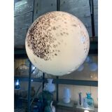Brown and Beige Murrine Milky-White Sphere in Contemporary Murano-Style Glass