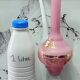 Vintage ewer vase opaline glass pink / blue and gold